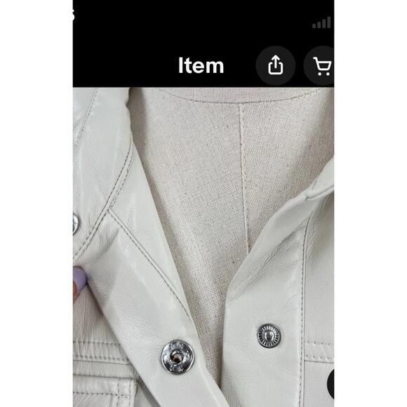 Good American Womens Better Than Leather Beige Shirt Jacket Shacket Size Xl - Picture 6 of 6